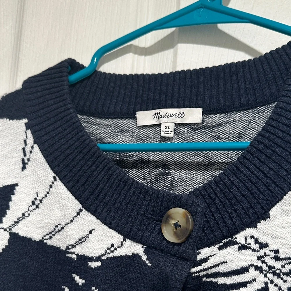Madewell Navy and White Patterned Sweater - Picture 4 of 8